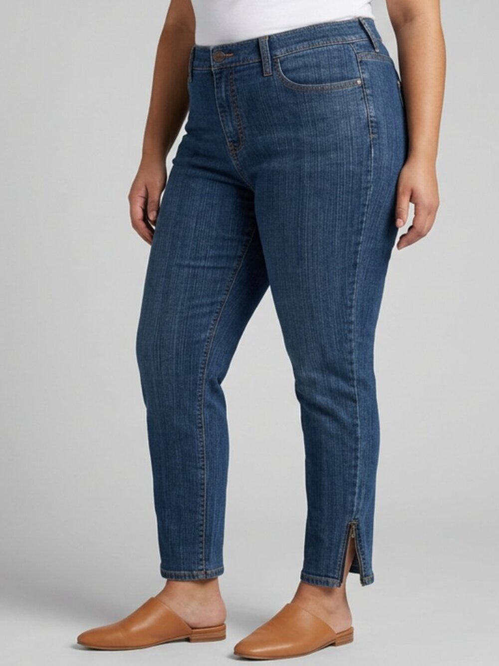 NYDJ Dark Wash Lift Tuck Ankle Zip Skinny Jeans